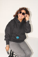 Load image into Gallery viewer, F/W ‘25 Black Hoodie- Detroit Blue/White Stitching

