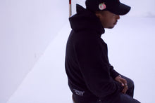 Load image into Gallery viewer, F/W ‘25 Black Hoodie- Hawks Red/White Stitching
