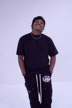 Load image into Gallery viewer, F/W ‘25 Black Sweatpants w/ Pink Logo- Handpainted
